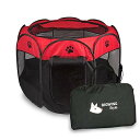 ペットサークル 折りたたみ BIGWING 八角形 プレイサークル 犬 猫 兼用 コンパクト メッシュ お出かけ用品 (S, レッド)