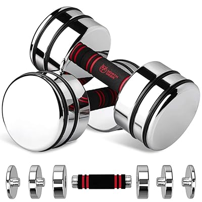 【公式】Northdeer ダンベル 可変式 小型 スチール製 5kg (2.5kg/3.5kg/4kg/5kg) 镜面の仕上げ クロームメッキ 家庭用 (5kg×2個)