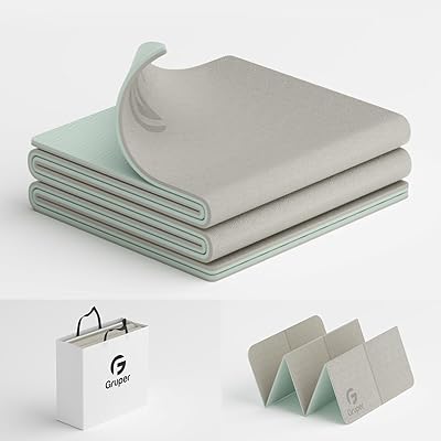 Gruper ヨガマット 6mm 折りたたみヨガマット TPE エクササイズマット フィットネスマット トレーニングマットTPEリング保護素材 軽量 耐久性 肌...