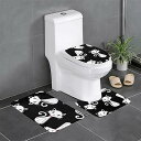 バスマット トイレマット 3点 セット タンクカバー 猫 白 ブラック キュート ペット お風呂マット 足ふきマット トイレカバー トイレセット マイクロファイ...