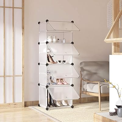 NATRKE シューズラック 8段 靴箱/下駄箱 大容量 玄関収納 省スペース スリム設計 狭い玄関対応 組立簡..