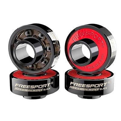FreeSport 高速608ハイブリッドセラミックベアリング(8個入り)スペーサー付きインラインスケートまたはスケートボードまたはスクーター用 (一体)
