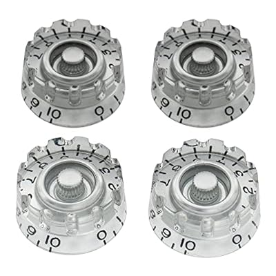 Musiclily Proインチ規格 ギター ノッチドスピードノブ USAレスポールスタイルのエレキギター用、シルバー(4個セット)