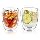 QuiExact ダブルウォールグラス 350ml 2個セット 保冷 保温 耐熱 二重 グラス ダブルウォール コップ 結露しないグラス 二重グラス アイスコー...