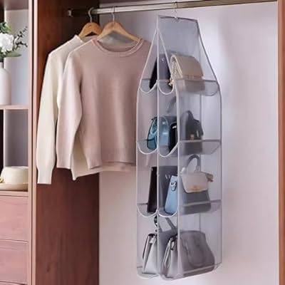 seOSTO バッグ 収納 吊り下げ収納 カバン 収納 4段式 折りたたみ 鞄 収納 両面収納 8個収納可能 水洗い..