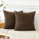 Otostar クッションカバー 45x45cm 北欧 2枚セット コールテン ストライプ おしゃれ 可愛い モダン ファスナー インテリア ソファー用クッショ...