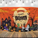ZEZYXUFM ハッピーハロウィンバナー タペストリー 壁掛け ハロウィン用 Happy Halloween タペストリー 写真撮影背景 背景布 装飾布 雰囲気改善 部屋 壁飾り雰囲気改善 特大180cm×110cm パーティー背景 タペストリー