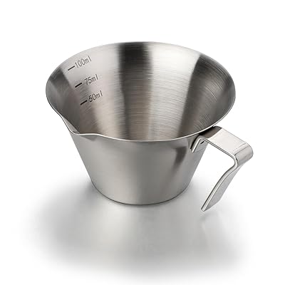 エスプレッソ用計量カップ ステンレス製計量カップ100ml 目盛付 側注ぎ口