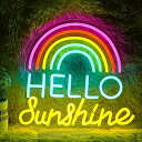 Hello Sunshineネオンサイン Led 虹ネオンライト 壁飾りクールネオン管 調光可能ライトアップ 寝室パーティー バー 子供にプレゼント(13.8'...