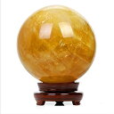 (イスイ)YISHUI 天然 黄水晶 シトリン 天然水晶 浄化 さざれ石 クリスタルボール 装飾品 イエロー 木製台付き (8cm)