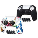 JYXETOV PS5 コントローラー カバー 1個/2個(28オプション)、無料の8ボタンキャップ、シリコーン保護、オリジナルの充電器で充電できます、滑り止め...