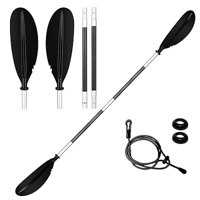 MORGEN SKY カヤックパドル 4ピース分割 ガラス繊維強化PP ガラス繊維強化ポリプロピレン アルミ合金製 グラスファイバー アルミボートオール アルミパドル ダブルプレード 全長220cm kayak用 カヌー用 ツーリング フィッシング