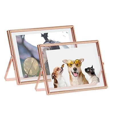 SAEGYPET 金属フォトフレーム 7寸 写真立て縦型写真フレーム 2枚 透明ガラス 折りたたみ式 家族、友人、卒業式、結婚式、新築祝いに デザインおしゃれ