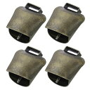 PATIKIL 1.5 x 2.5 x 1.5" ミニカウベル 4個セット アイアン製 ビンテージスタイル メタルフェスティブベル 動物 紛失防止用 緑パティナ