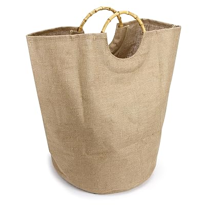 洗濯かご 90Lランドリーバスケット 洗濯カゴ 折りたたみ ランドリーバック 大容量 ランドリー収納 撥水加工 軽量 取っ手付き (麻本色)