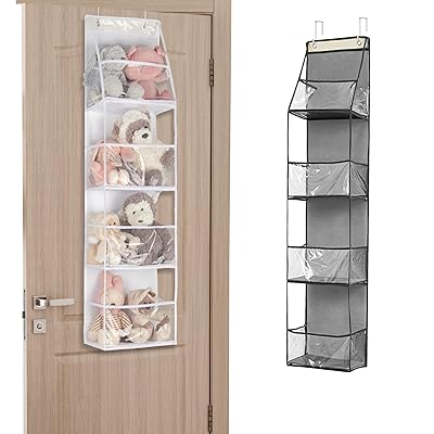 Hanakaze ぬいぐるみ 収納 大容量 ドア掛け 収納 4段 ぬいぐるみ 収納 壁掛け ウォールポケット おもちゃ ケース 収納 ドア掛 知育 子供 部屋 室内 用 空間活用 整理整頓 見せる ドア 収納(グレー)