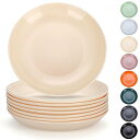 Evanda プレート 8個セット 24cm チーズホワイト お皿 壊れない食器 食品グレードPP製 ポリプロピレン 耐熱 耐冷 電子レンジ 食洗機 対応