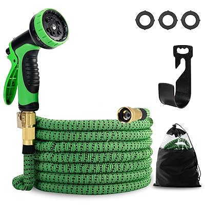 CHANGE MOORE ホース 散水ホース 伸びるホース 洗車ホース 5-15m 散水/洗車/庭用/水道 グリーン