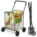 GIANTEX ショッピングカート 折り畳み 4輪 耐荷重20kg ショッピングキャリー 買い物カート キャリーカート 折りたたみ式 大容量 収納便利 横押し ...