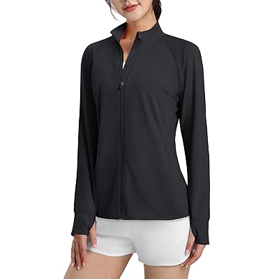 [KEFITEVD] ドライパーカー レディース 薄手 長袖 ラッシュガード 体型カバー ゆったり 速乾 通気 アウトドア ジョギングウェア サームホール付き ブラック L