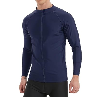 [Sillictor] ラッシュガード メンズ 水着 長袖 フードなし ラッシュ パーカー ジップアップ オーバーウェア UVカット スイムウェア プール 海 海水浴 日焼け対策 夏服 水陸両用 [UVカット・冷感速乾] yc2261na-2XL