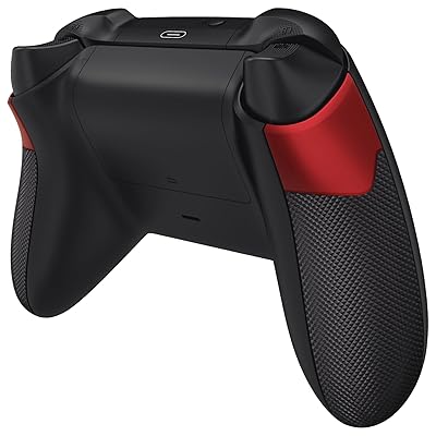 eXtremeRate Xbox Series X/Sコントローラーに対応用ゴム引きグリップ交換バックパネル、Xbox Coreコントローラーに対応用滑り止め菱形質感のサイドレール-コントローラーは含まれません【スカーレッド】