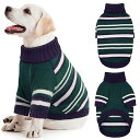 Kuoser犬用セーター 防寒服 秋冬服 ストライプ柄 タートルネック 肌触り良い ソフト 快適 犬の保温服 クリスマス ハロウィン 新年 誕生日 グリーンXL