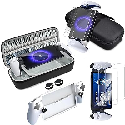 PS Portal 用収納ケース 【2024新設計-4in1】for playstation portal 収納バッグ+PS Portal 用保護カバー+PS Portal 用サムキャップ+PS Portal 用リモートプレーヤー 用ガラスフィルム用