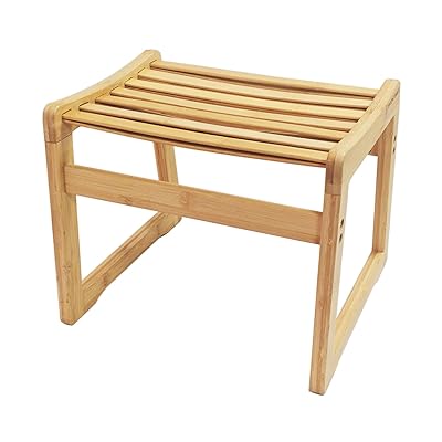 Skovtree 風呂椅子 竹製 30cm高さ 防カビ 耐水 滑り止めゴム クッション性座面 腰が疲れない ナチュラル