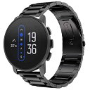 Lamshaw for SUUNTO 9 Peak バンド, ステンレス メタル ベルト 交換バンド 対応 SUUNTO 9 Peak 43mm Sports スマートウォッチ (ブラック)
