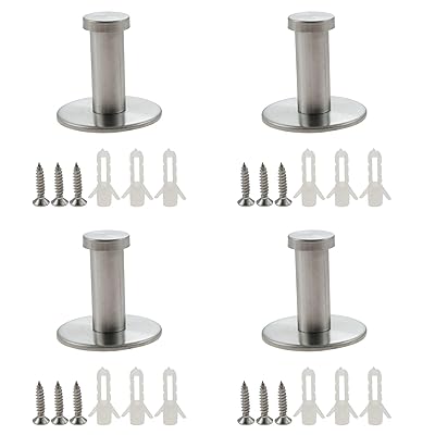 ステンレス 壁掛け フック ウォールフック Mgoodoo ハンガー 収納 ネジ付き 帽子掛け コート掛け 4本セット (シルバー)