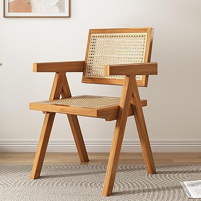 ラタンチェア チェア 椅子 イス ラタン オレンジ 籐編みチェア 食卓チェア リビング カフェ 無垢材 オシャレ51*81cm 肘無し 肘掛け付 ..