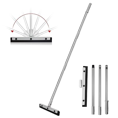 DrDirt 水切りワイパー 180°回転可能 フロアワイパー 乾湿両用 タイル/板張り/カーペット適用 長さ127cm 二重発泡ゴム ステンレス製ハンドル