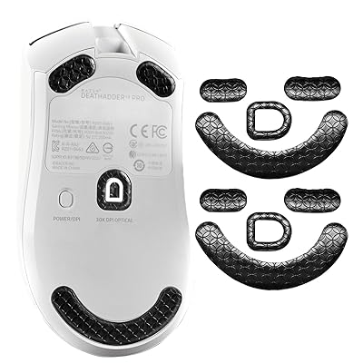 IMMOENUC - マウスソール Razer Deathadder V3 Pro 対応 2枚セット、高耐久性、低摩擦、特殊な紋様設計、薄型、マウス脚部交換用、滑り性能強化(ブラック)