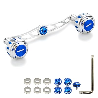 HEIGHTEN 130mm ベイト リール ハンドル 7色 70航空アルミ製 シマノ ダイワ アブガルシア 通用 ベイトリール 用 (ブルー&シルバー) (61)