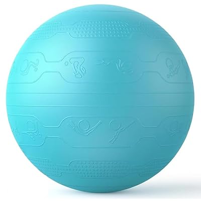 PROIRON バランスボール 65cm ばらんすぼーる トレーニングガイドパターン付き 厚い ジムボール バランスボール 椅子 スポーツ 耐荷重300KG アンチバースト空気入れ付き (ターコイズグリーン)