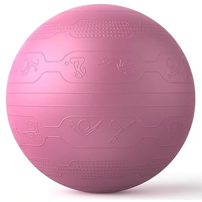 PROIRON バランスボール 65cm ばらんすぼーる トレーニングガイドパターン付き 厚い ジムボール バランスボール 椅子 スポーツ 耐荷重300KG アンチバースト空気入れ付き (ダークレッド)