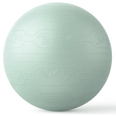 PROIRON バランスボール 65cm ばらんすぼーる トレーニングガイドパターン付き 厚い ジムボール バランスボール 椅子 スポーツ 耐荷重300KG アンチバースト空気入れ付き (クリームグリーン)