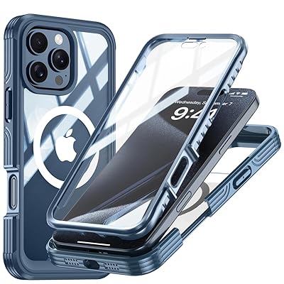 iPhone 16 Pro Max ケース MagSafe対応 全面カバー 両面ケース 両面カバー ガラスフィルム付き 360度全面保護 アイフォン16 Pro マックス カバー 耐衝撃 アウトドア,濃いブルー iPhone 16 Pro Max ケース MagSafe対応 全面カバー 両面ケース 両面カバー ガラスフィルム付き 360度全面保護 アイフォン16 Pro マックス カバー 耐衝撃 アウトドア,濃いブルー