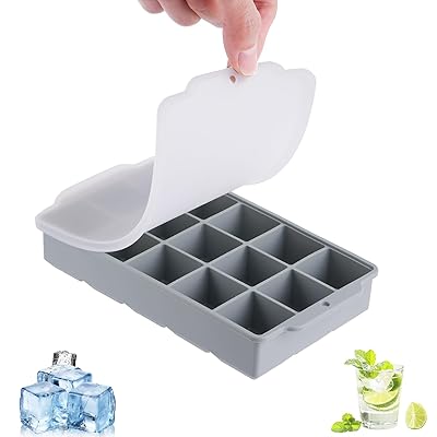 Niesporek 製氷皿 シリコン 【食品衛生法適合済】 製氷器 3cm四角氷 15個取り 氷つくる容器 アイストレー 蓋付き やわらかく氷が取りやすい 家庭用 15穴 クリア蓋