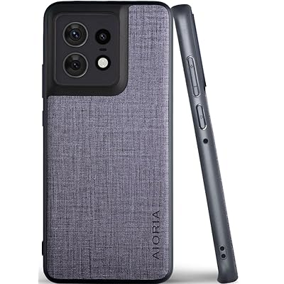 Aioria 互換性 ケース for Motorola Moto Edge 50 Pro 生地パターンレザー高級に保護純色スマホケース (Gray, For Moto Edge 50 Pro)