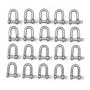 20個NUZAMAS DリングシャックルM5スレッド304ステンレス鋼、Dリングバウシャックル、Oリングクラスプブレスレット、Uロックワイヤーロープファスナー