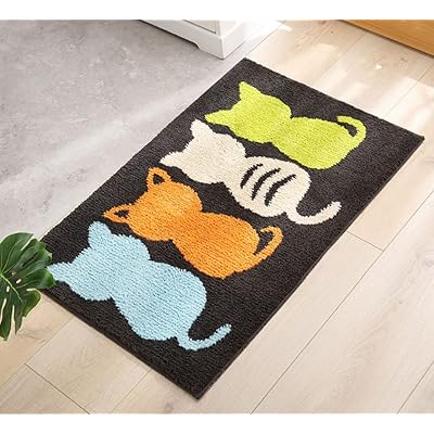 玄関マットSYitong バスマット浴槽マット 屋内 室内 用 滑り止め 付き泥落とし ふわふわ 洗える 吸水 柔らかい 折りたたみ可能45×65cm 50×80cm モノクロ (ブラック, 50×80cm)