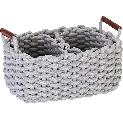 Sea Team 収納バスケット 北欧 カゴ 3点セット コットンロープ 編み込み 積み重ね 手編み 収納かご 籠 ..