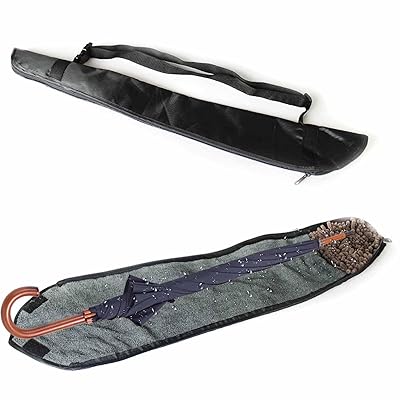 KASELIN 傘カバー 長傘用 傘袋 85cm 超吸水 全面 マイクロファイバー 長傘専用ケース 肩掛け ロングタイプ カバーケース 傘ケース 袋 斜め掛け 調節可能 防カビ 雨の日 梅雨対策 車内 おくない 通勤 通学 携帯便利(ブラック, 85