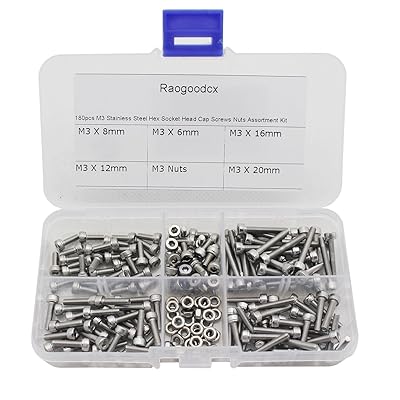 180本入リ M3 六角穴付ボルト セット 六角ネジ 六角ソケット 皿頭ボルト セット ステンレス鋼 フラットヘッドボルト ナットキット 修理ツール 収納ケース付き