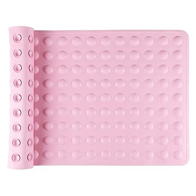 IRETION お風呂 すべり止めマット 浴槽 40×70cm 天然ゴム製 お風呂マット 介護 転倒防止 吸盤付き 柔らかい (ピンク)