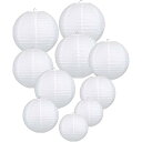 LIHAO 提灯 白 ちょうちん 紙提灯 ペーパーランタン 10個入 多サイズ お盆 提灯 お盆飾り 夏祭り 新盆 初盆 イベント 飾り付け 装飾 丸型 無地 ...