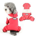 RANPHY 犬レインコート 犬用 ポンチョ ペットレインコートカッパ 雨合羽 雨具 防水 防風 防雪 防塵 帽子付き 4本足 小型犬 柴犬 トイプードル Dリング付き 反射テープ 軽量 通気 汚れ防止 着脱簡単 散歩 梅雨対策,レッド,M