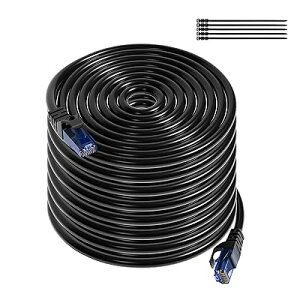 LANケーブル 50M 屋外用 CAT6 イーサネットケーブル UTP 高速ギガビット有線ランコード 1.0Gbps/250MHz 2重被覆インターネットケーブル ロング カテゴリ6ネットワーク接続線 屋外lan配線 難燃性/耐候性/抗UV/防水/直